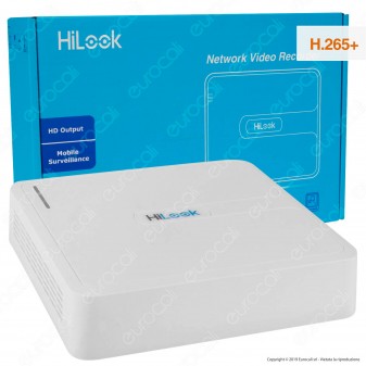 Hikvision HiLook Network Video Recorder Registratore NVR per Telecamere di Sorveglianza con 4 Canali IP - mod. NVR-104H-D/4P