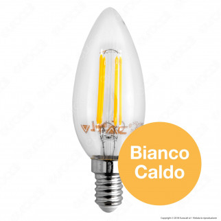 V-Tac VT-1986D Lampadina LED E14 4W Candela Filamento Dimmerabile -