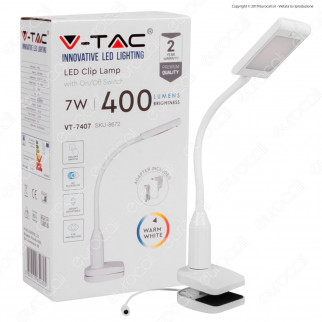 V-Tac VT-7407 Lampada LED da Tavolo 7W Orientabile con Morsa di