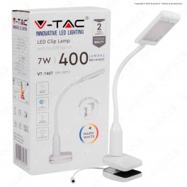 V-Tac VT-7407 Lampada LED da Tavolo 7W Orientabile con Morsa di