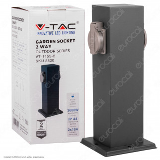V-Tac VT-1155-2 Multipresa Doppia con 2 Prese Schuko Giardino con