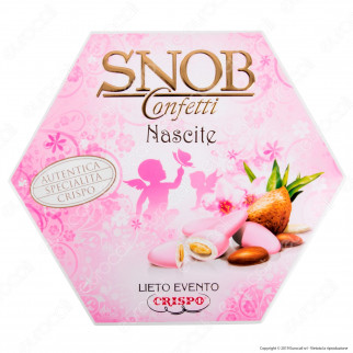 Confetti Crispo Snob Lieto Evento Nascite Rosa con Mandorle Tostate