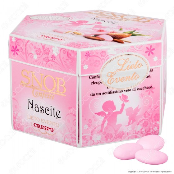 Confetti Crispo Snob Lieto Evento Nascite Rosa con Mandorle Tostate Confetti Crispo Snob Lieto Evento Nascite Rosa con Mandorle Tostate
