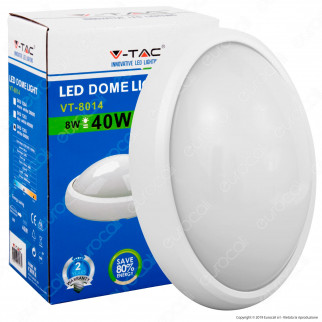 V-Tac VT-8014 Plafoniera LED 8W Forma Ovale Colore Bianco - SKU 1264