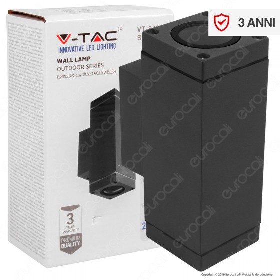 V-Tac VT-842 Portalampada Doppio Applique Wall Lamp da Muro IP44 per V-Tac VT-842 Portalampada Doppio Applique Wall Lamp da Muro IP44 per