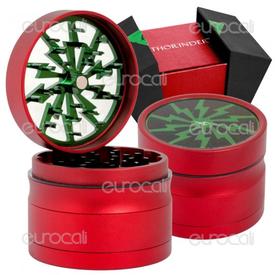 Grinder Tritatabacco Thorinder Rosso 4 Parti in Metallo con Grinder Tritatabacco Thorinder Rosso 4 Parti in Metallo con