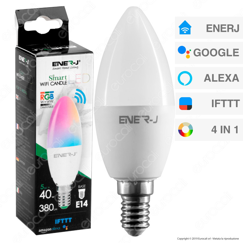 Ener-J Lampadina LED Smart Wi-Fi E14 5W Candela RGB+W 4in1
