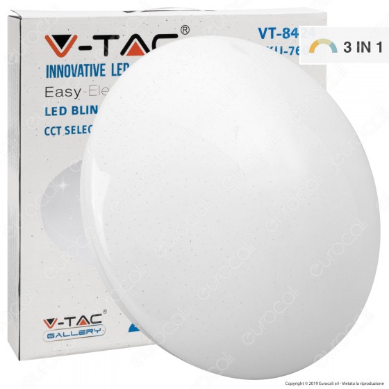 V-Tac VT-8424 Plafoniera LED 24W Changing Color 3in1 Forma Circolare Effetto Cielo Stellato - SKU 7606