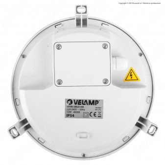 Velamp Plafoniera LED 12W IP54 Forma Circolare Colore Bianco con Sensore di Movimento - mod. UBLO-XIR