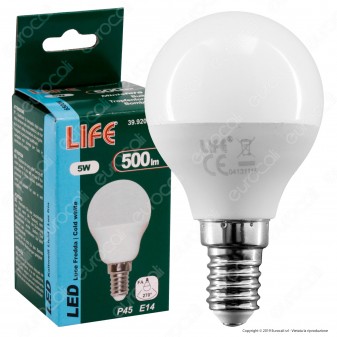 Life Lampadina LED E14 5W MiniGlobo P45 - mod. 39.920261C / 39.920261F