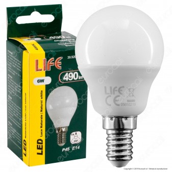 Life Lampadina LED E14 6W MiniGlobo P45 - mod. 39.920261N