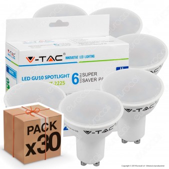 30 Lampadine LED V-Tac VT-2225 Super Saver Pack GU10 5W Spotlight