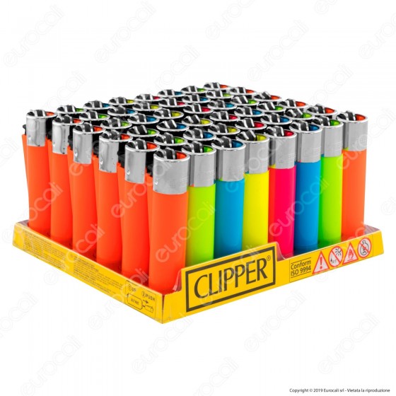 Clipper Large Fantasia Solid Fluo Mix - Box da 48 Accendini Clipper Large Fantasia Solid Fluo Mix - Box da 48 Accendini