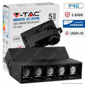 V-Tac PRO VT-416 Track Light LED SMD 12W Faretto 30° CRI≥90 Chip