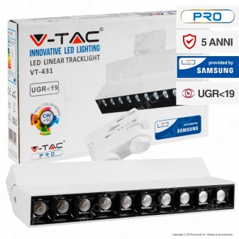 V-Tac PRO VT-431 Track Light LED SMD 25W Faretto 30° CRI≥90 Chip Samsung Bianco - SKU 20009 / 20010