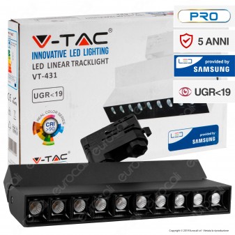 V-Tac PRO VT-431 Track Light LED SMD 25W Faretto 30° CRI≥90 Chip Samsung Nero - SKU 20006 / 20007