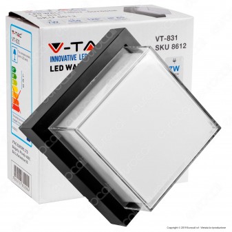 V-Tac VT-831 Lampada LED da Muro 7W Wall Light Colore Nero Forma Quadrata - SKU 8612