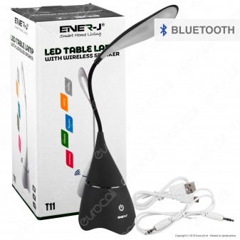 Ener-J Lampada Smart da Tavolo LED 6W con Speaker Bluetooth e Batteria Ricaricabile - mod. T11