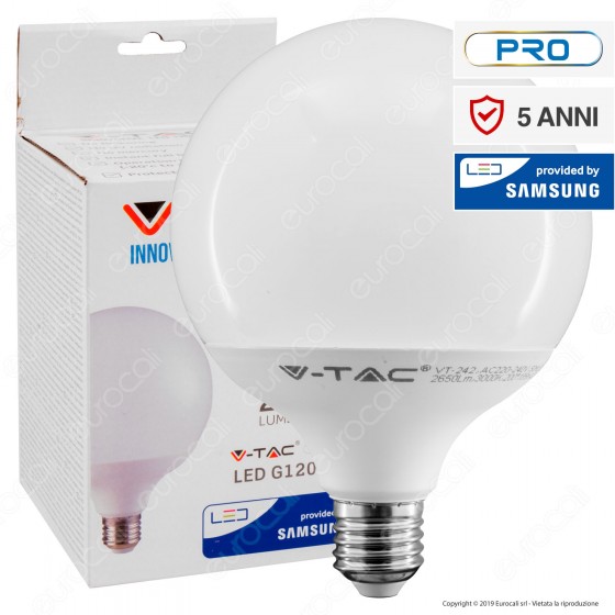 V-Tac PRO VT-242 Lampadina LED E27 22W Globo G120 Chip Samsung - SKU V-Tac PRO VT-242 Lampadina LED E27 22W Globo G120 Chip Samsung - SKU