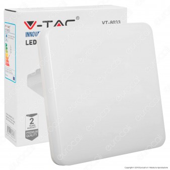 V-Tac VT-8033SQ Plafoniera LED 15W Forma Quadrata Colore Bianco - SKU