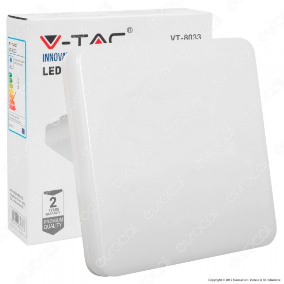 V-Tac VT-8033SQ Plafoniera LED 15W Forma Quadrata Colore Bianco - SKU V-Tac VT-8033SQ Plafoniera LED 15W Forma Quadrata Colore Bianco - SKU
