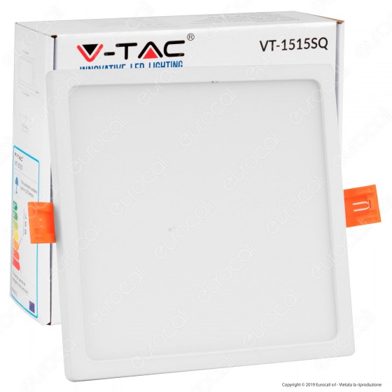 V-Tac VT-1515 SQ Pannello LED Quadrato 15W SMD da Incasso con Driver