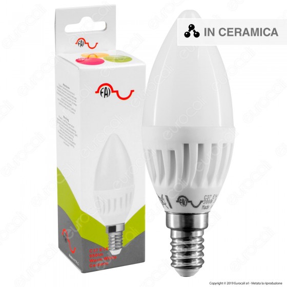 FAI Lampadina LED E14 9W Candela in Ceramica - mod. 5181/CA / 5181/CO FAI Lampadina LED E14 9W Candela in Ceramica - mod. 5181/CA / 5181/CO