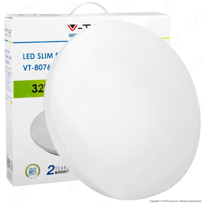 V-Tac VT-8076 Plafoniera LED 32W Forma Rotonda Colore Bianco - SKU