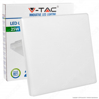 V-Tac VT-8066SQ Plafoniera LED 25W Forma Quadrata Colore Bianco - SKU
