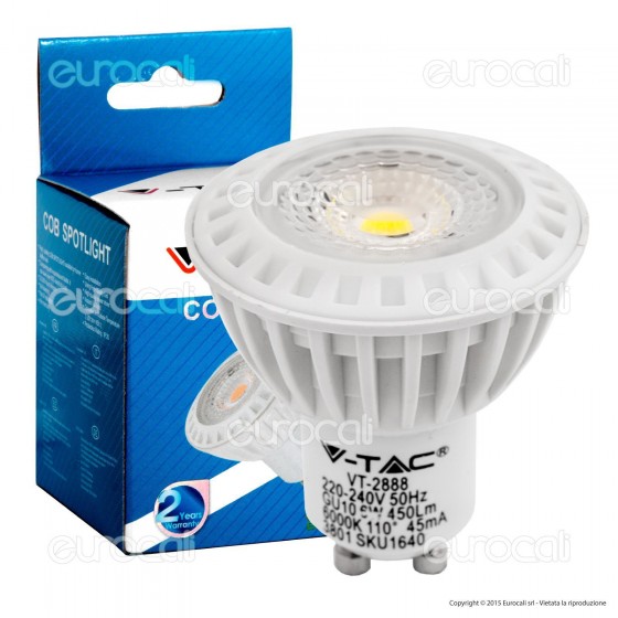 V-Tac VT-2888 D Lampadina LED GU10 6W Faretto Spotlight Dimmerabile - V-Tac VT-2888 D Lampadina LED GU10 6W Faretto Spotlight Dimmerabile -