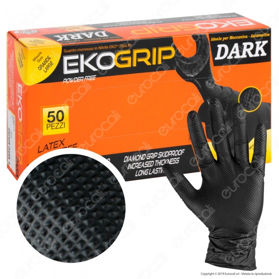 Gardening EKO Grip Dark Guanti Monouso Antiscivolo Neri in Nitrile Gardening EKO Grip Dark Guanti Monouso Antiscivolo Neri in Nitrile