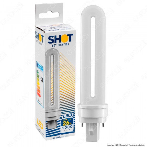 Bot Lighting Shot Lampadina LED SMD G24d 11W Tubolare PL ALC - mod. Bot Lighting Shot Lampadina LED SMD G24d 11W Tubolare PL ALC - mod.