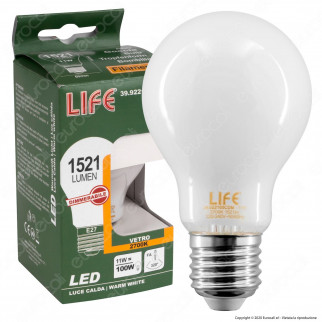 Life Lampadina LED E27 11W Bulb A60 Milky Filamento Dimmerabile -
