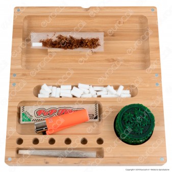 Spliff Box Stazione di Rollaggio Grande in Legno Bamboo Chiusura