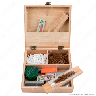 Spliff Box Stazione di Rollaggio Grande in Legno Bamboo Chiusura a