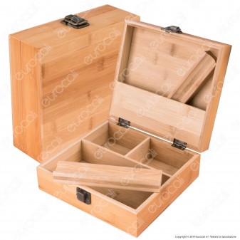 Spliff Box Stazione di Rollaggio Grande in Legno Bamboo Chiusura a