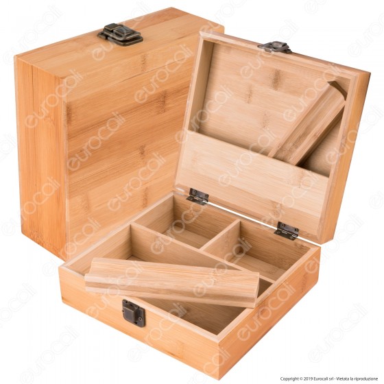 Spliff Box Stazione di Rollaggio Grande in Legno Bamboo Chiusura a Spliff Box Stazione di Rollaggio Grande in Legno Bamboo Chiusura a