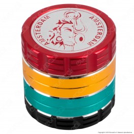 Grinder Tritatabacco in Metallo Amsterdam 4 Parti Colorazione Rasta