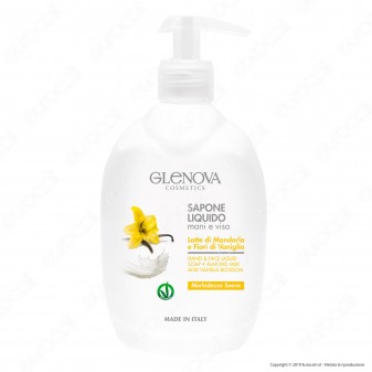 Glenova Cosmetics Sapone Liquido Mani e Viso Latte di Mandorla e Fiori di Vaniglia - Flacone da 500ml