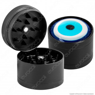 Champ High Grinder Tritatabacco in Metallo Nero 3 Parti Occhio di