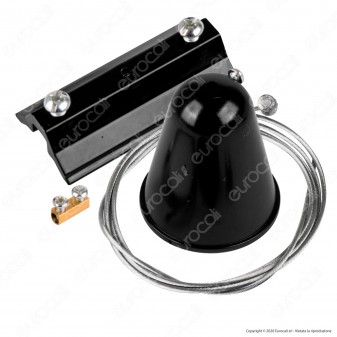 V-Tac Kit Sospensione Singola in Acciaio per Track Light a Binario Colore Nero - SKU 3565