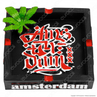 Amsterdam XXX Posacenere da Tavolo Quadrato in Terracotta con Logo in