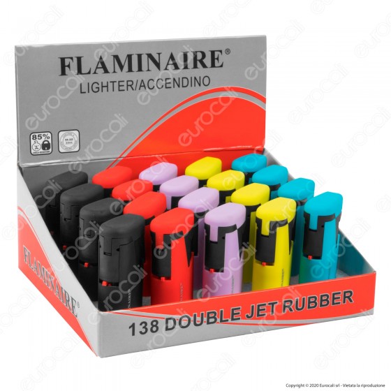 Flaminaire Paris Accendino Double Jet Rubber Soft Touch Antivento - Box da 20 Accendini