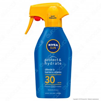 Nivea Sun Latte Solare Spray Protect & Hydrate Crema Idratante Resistente all'Acqua FP 30 - Flacone da 300ml