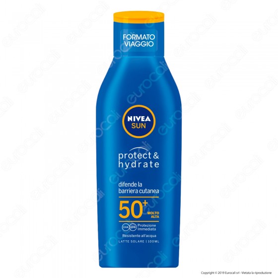 Nivea Sun Latte Solare Protect & Hydrate Formato Viaggio FP 50+ - Flacone da 100ml Nivea Sun Latte Solare Protect & Hydrate Formato Viaggio FP 50+ - Flacone da 100ml
