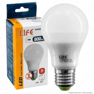 Life Lampadina LED E27 9W Bulb A60 12V DC - mod. 39.920360C12