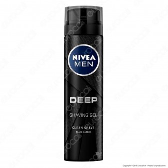 Nivea Men Deep Gel Barba Clean Shave Anti-Irritazioni con Carbone Attivo - Flacone da 200ml
