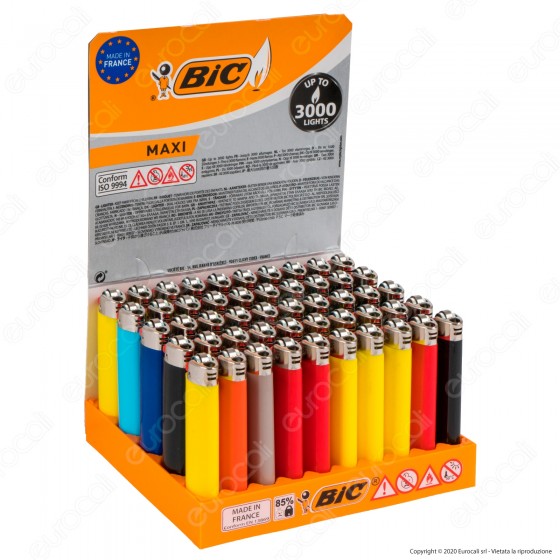 Bic Maxi J26 Grande Colori Assortiti - Box da 50 Accendini Bic Maxi J26 Grande Colori Assortiti - Box da 50 Accendini