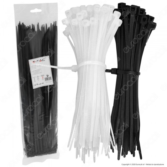 V-Tac Confezione da 100 Fascette Stringicavo Autobloccanti in Nylon V-Tac Confezione da 100 Fascette Stringicavo Autobloccanti in Nylon