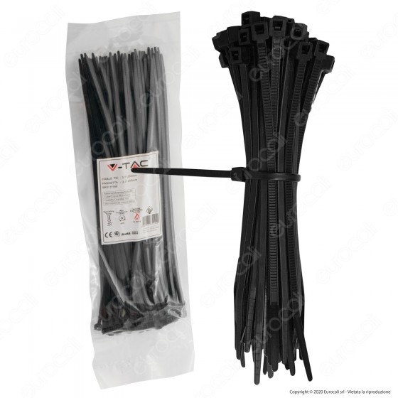 V-Tac Confezione da 100 Fascette Stringicavo Autobloccanti in Nylon V-Tac Confezione da 100 Fascette Stringicavo Autobloccanti in Nylon